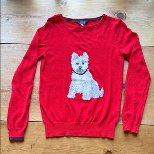 Joules Red Sweater with White Dog Design